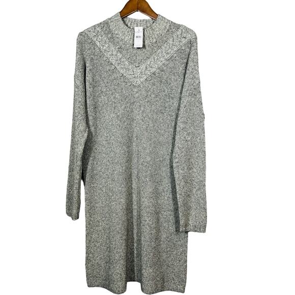 NEW! LOFT Sweater Dress Mock Neck Sheath Modest Heather - XL - Picture 1 of 3